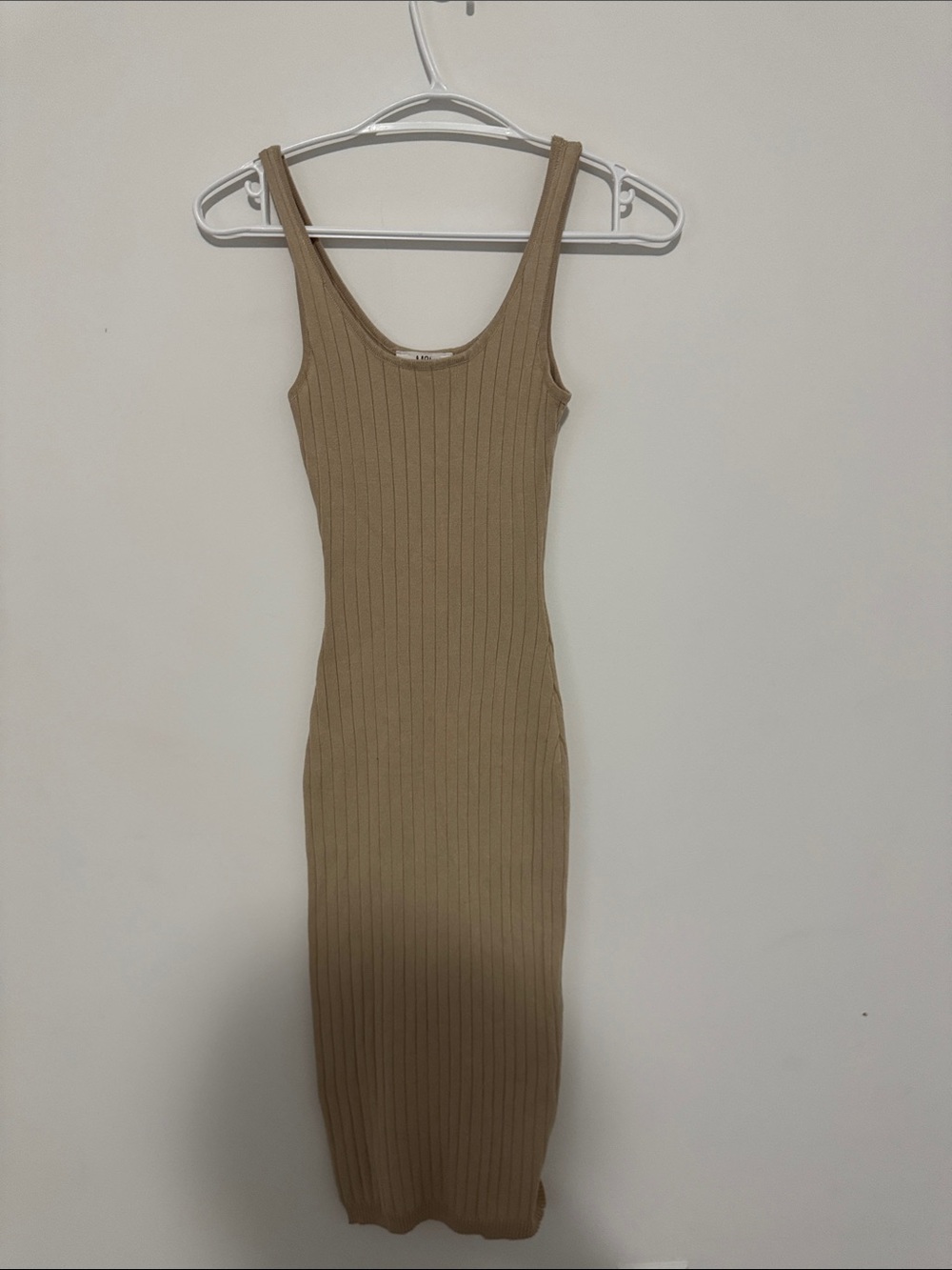 Mae Ribbed Knit Bodycon Dress in Taupe